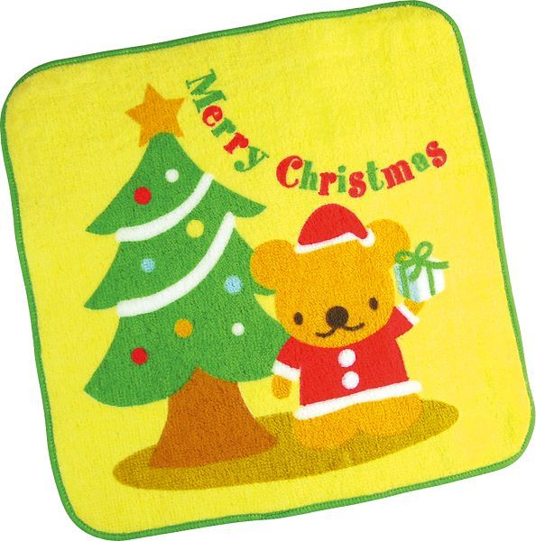 クリスマスタオルハンカチ ツリー ベア